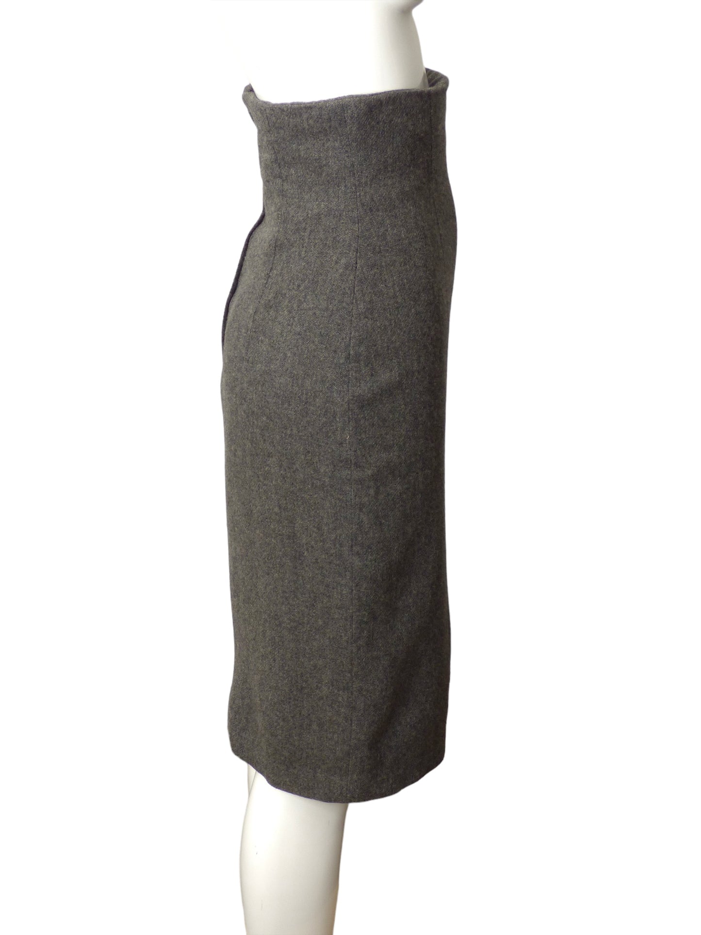 NORMA KAMALI- AS IS 1970s Grey Wool Pencil Skirt, Size 4