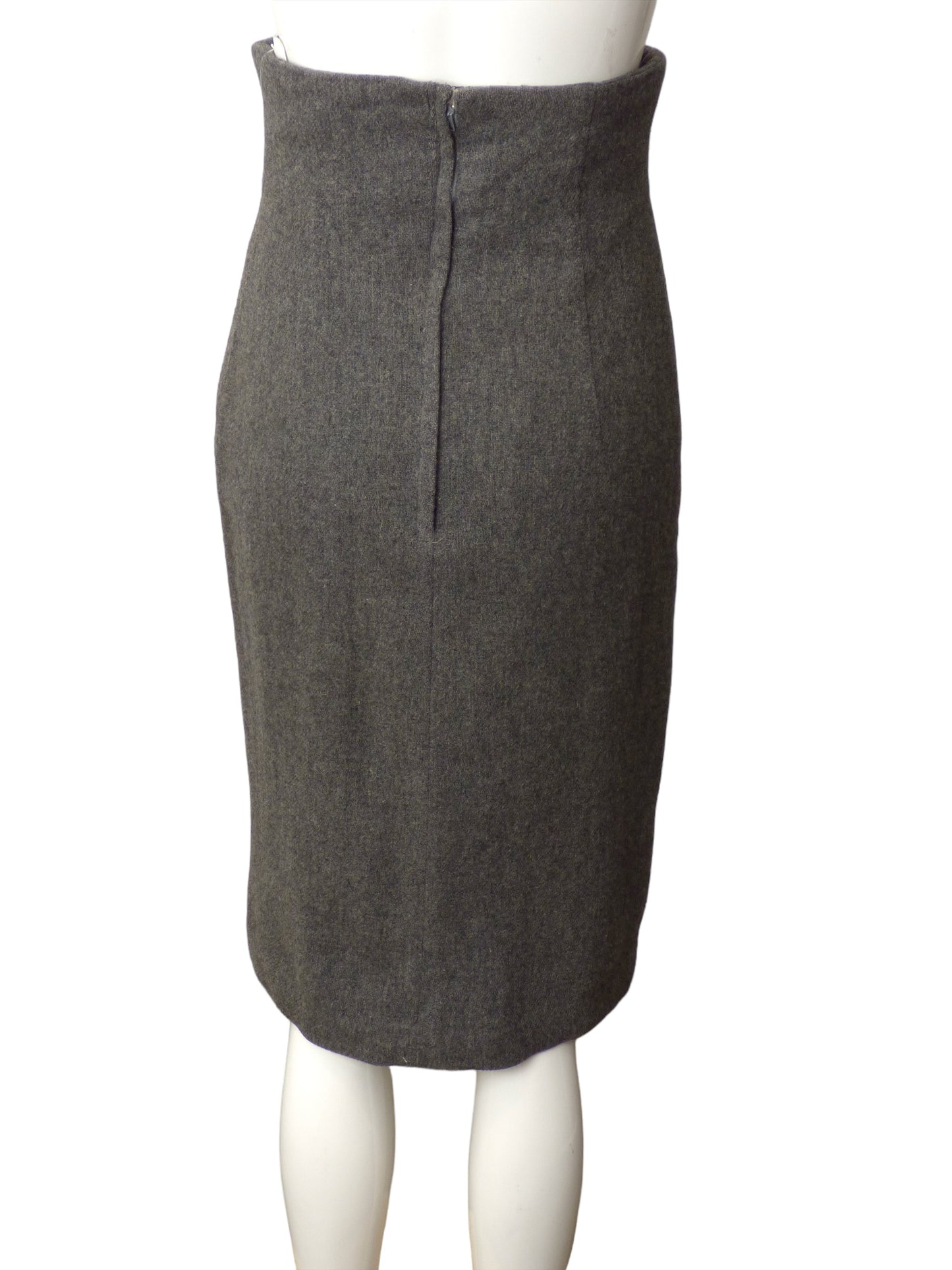 NORMA KAMALI- AS IS 1970s Grey Wool Pencil Skirt, Size 4