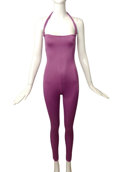 OMO NORMA KAMALI- 1970s Lilac Knit Unitard, Size 4