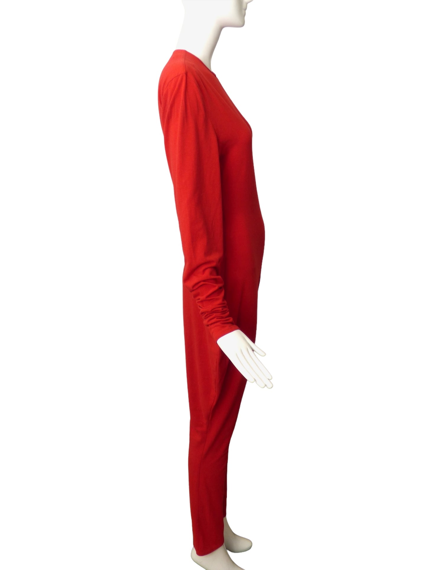 OMO NORMA KAMALI- 1980s Red Knit Jumpsuit, Size 6