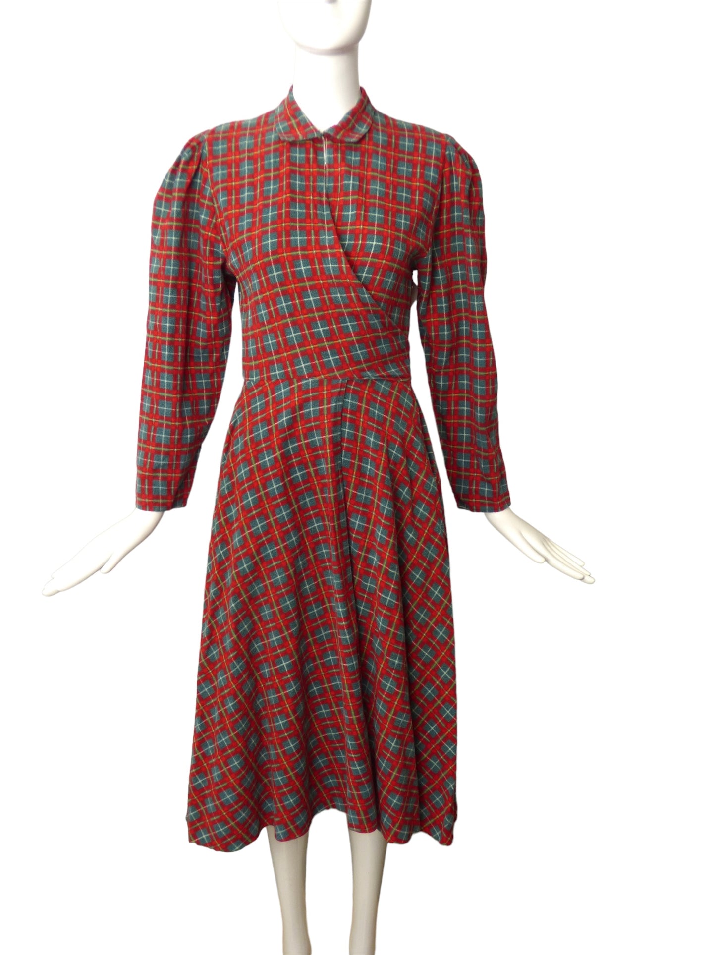 OMO NORMA KAMALI- 1980s Flannel Wrap Dress, Size 4