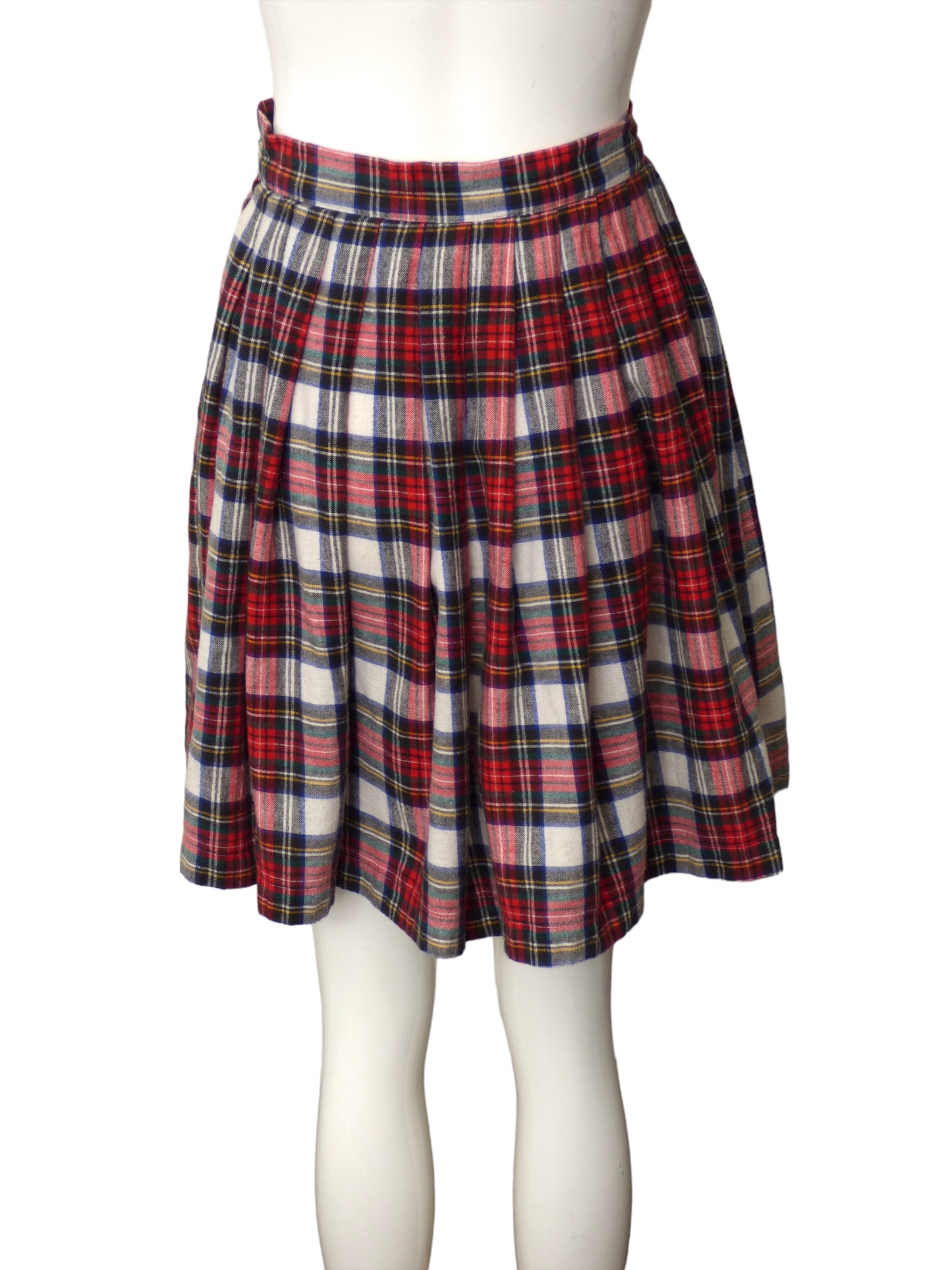 NORMA KAMALI-1980s Flannel Plaid Skirt, Size 2