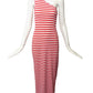 NORMA KAMALI- 1990s Striped Knit One Shoulder Dress, Size 6