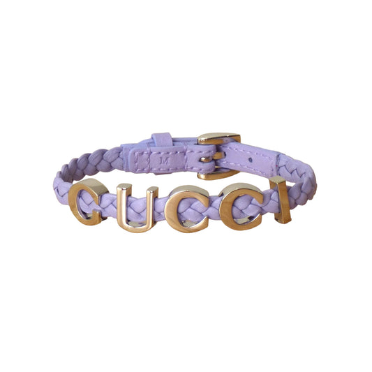 GUCCI- Lavender Leather & Silver Slide Bracelet