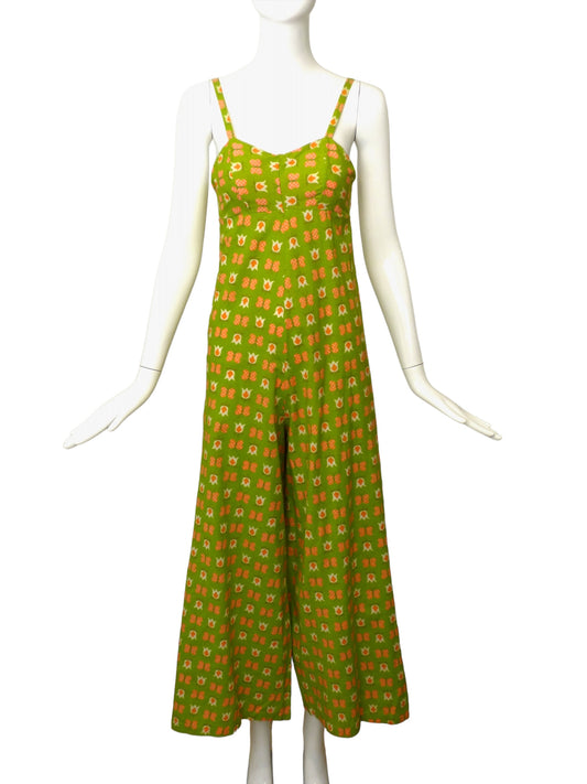 1970s Floral Print Jumpsuit & Bolero, Size 2