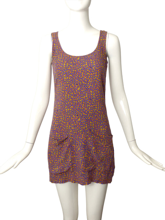 BETSEY JOHNSON- 1980s Rayon Print Mini Dress, Size 2