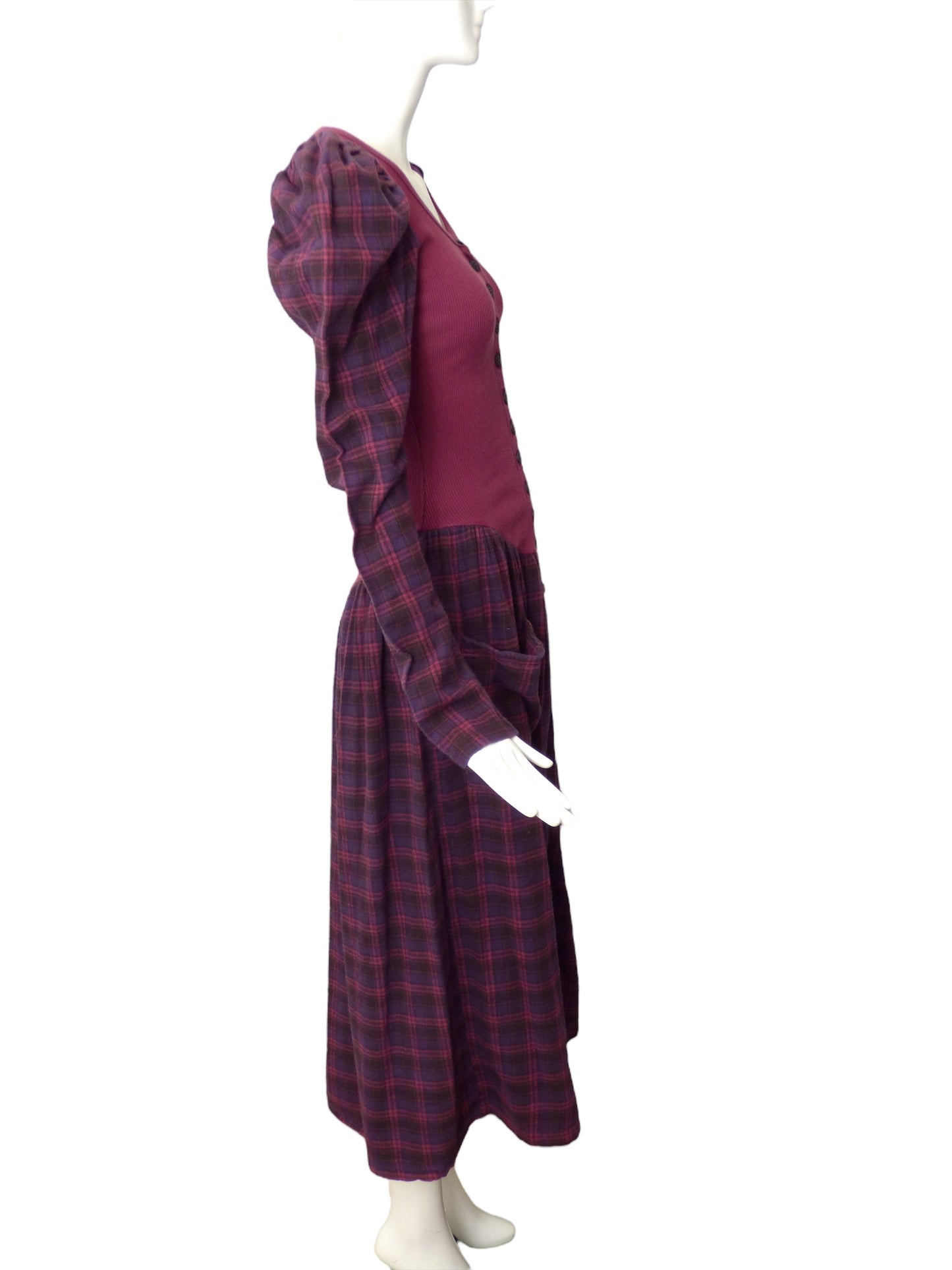 BETSEY JOHNSON- 1980s Cotton Plaid Dress, Size 2