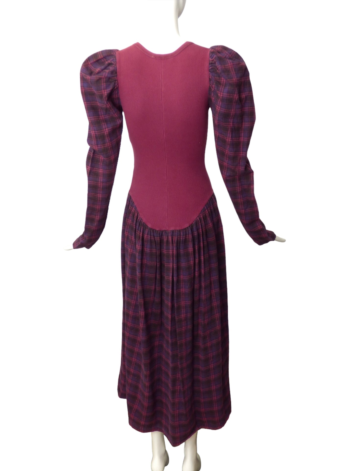 BETSEY JOHNSON- 1980s Cotton Plaid Dress, Size 2