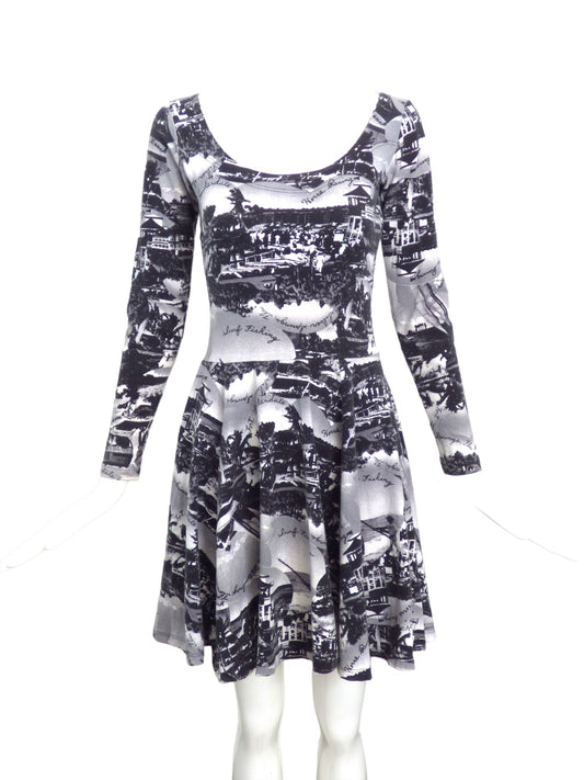 BETSEY JOHNSON-1980s Photo Print Knit Dress, Size-Small