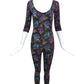 BETSEY JOHNSON-1980s Floral Knit Cat Suit, Size-Small