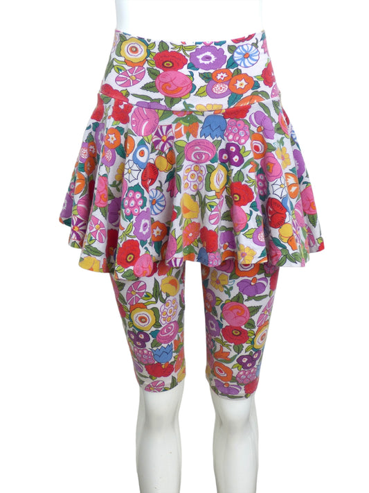BETSEY JOHNSON-1980s Floral Knit Shorts & Skirt, Size-Small