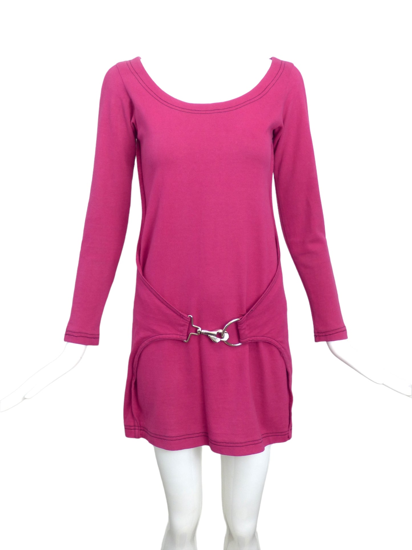 BETSEY JOHNSON-1980s Fuchsia Knit Dress, Size-Small