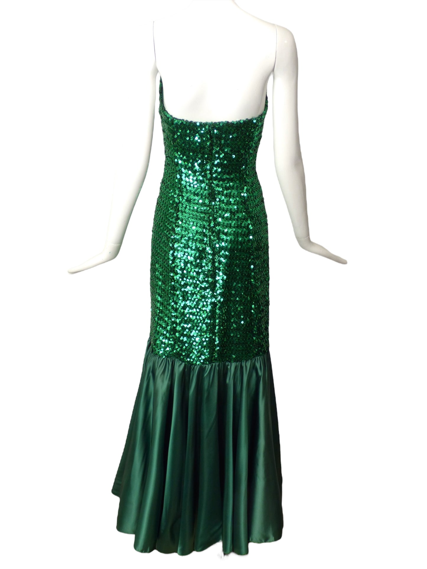 1970s Green Sequin Gown, Size 6