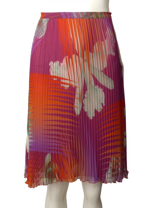 VERSUS VERSACE- 1990s Silk Print Accordian Pleat Skirt, Size 4