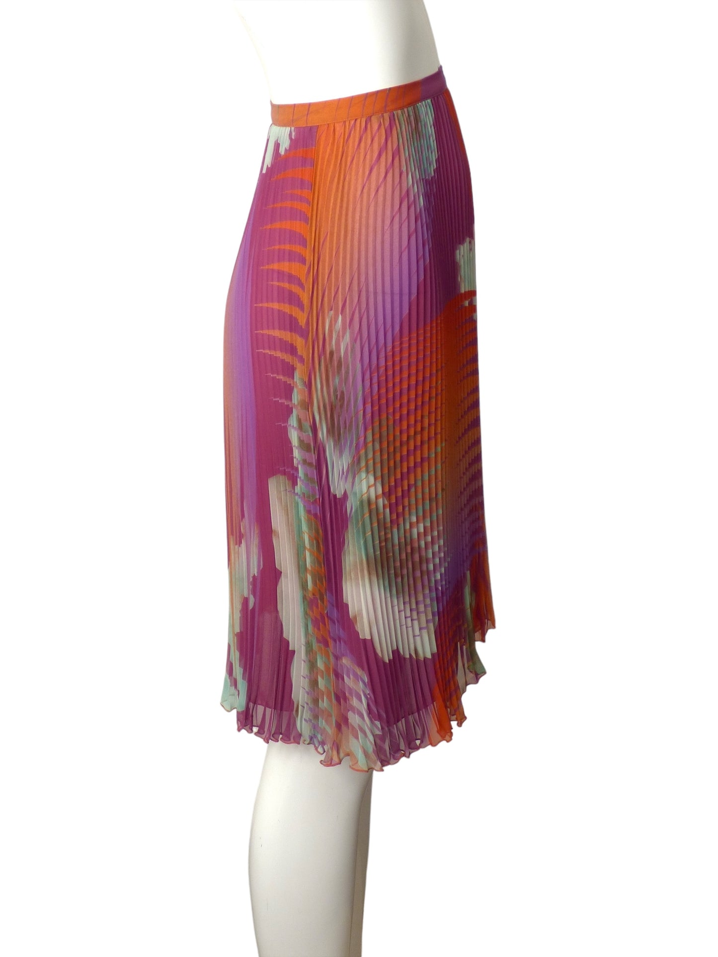 VERSUS VERSACE- 1990s Silk Print Accordian Pleat Skirt, Size 4