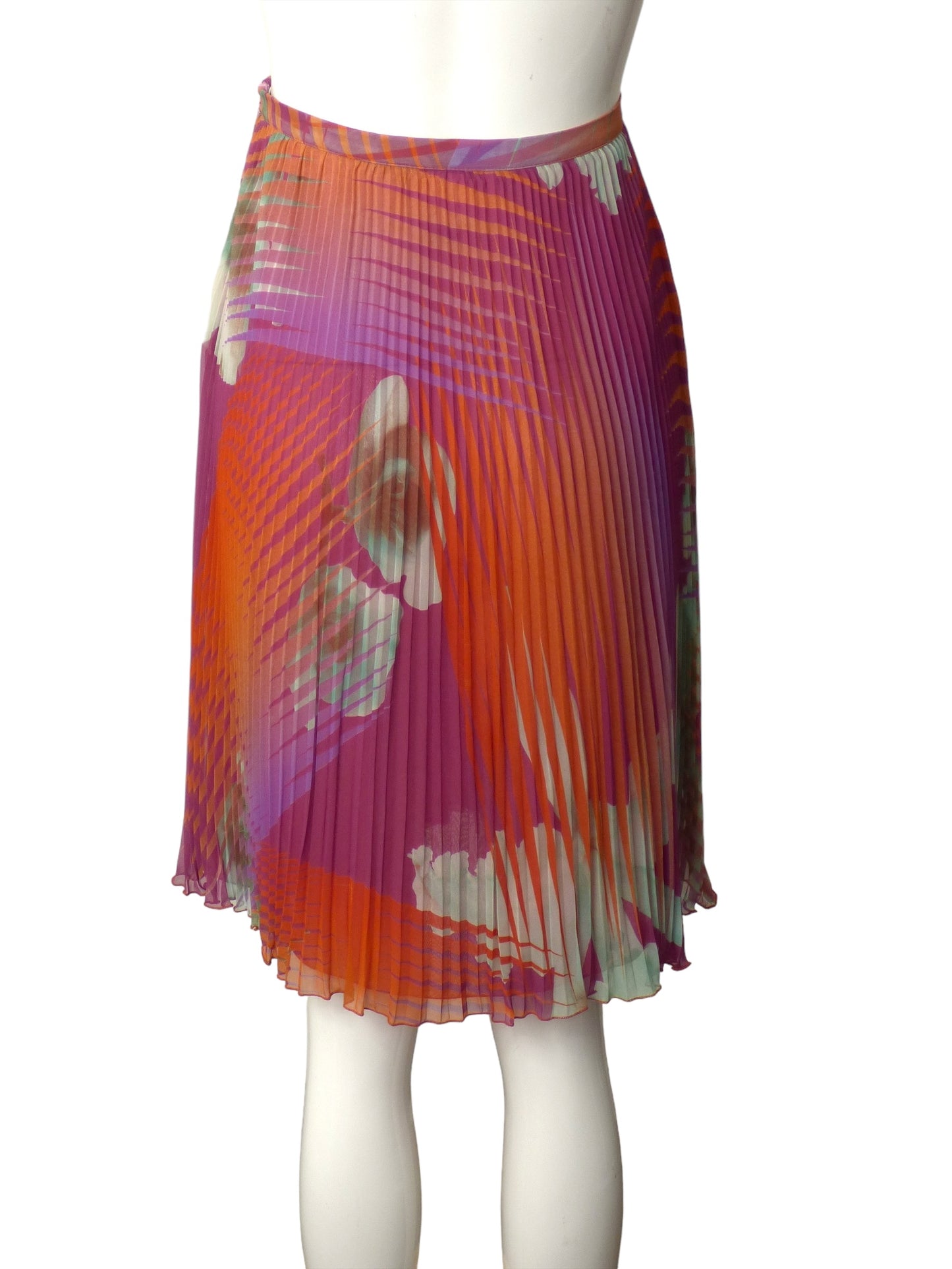 VERSUS VERSACE- 1990s Silk Print Accordian Pleat Skirt, Size 4