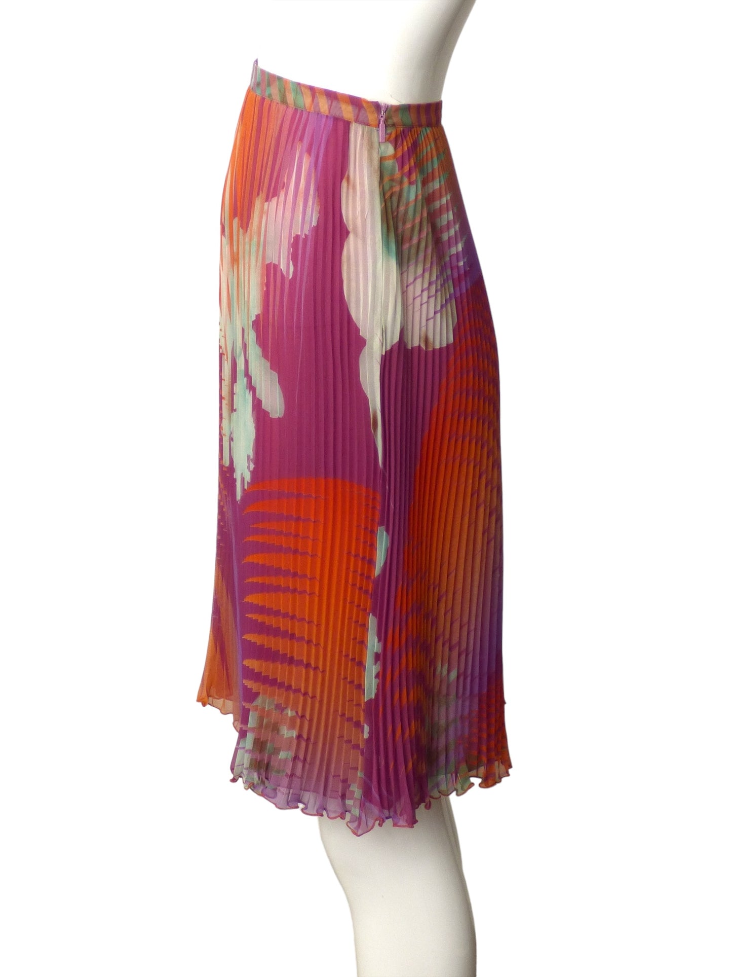 VERSUS VERSACE- 1990s Silk Print Accordian Pleat Skirt, Size 4