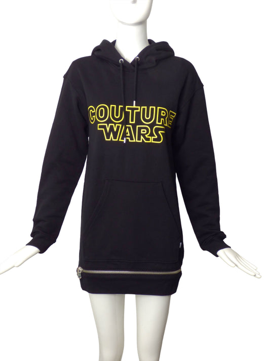 MOSCHINO COUTURE- NWT 2018 Black Couture Wars Hoodie Dress, Size 2