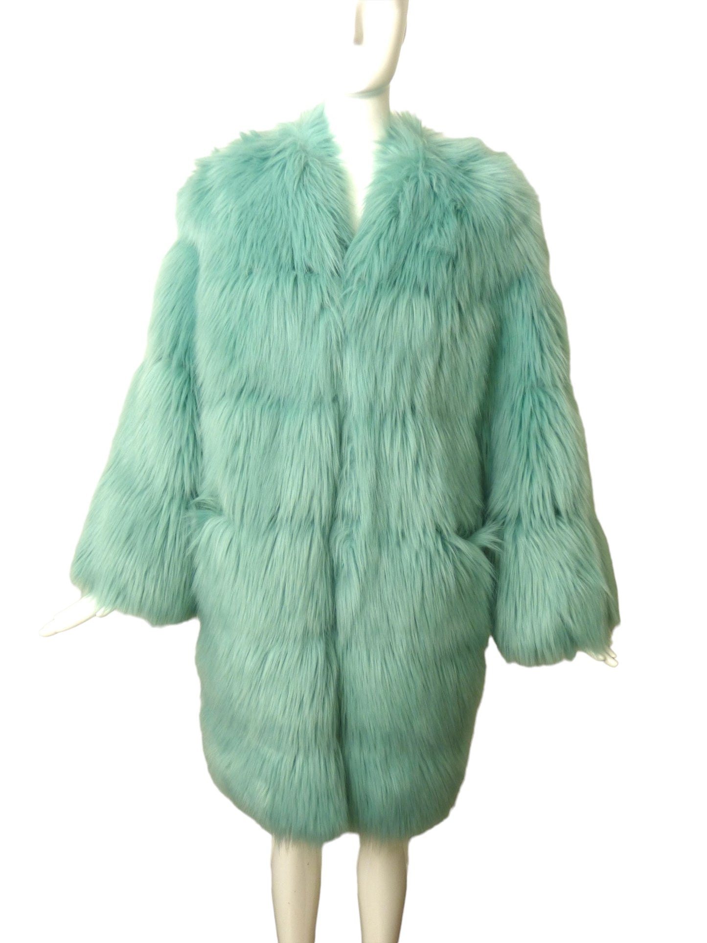 GUCCI- NWT "Love Parade" Aqua Faux Fur Coat, Size 6