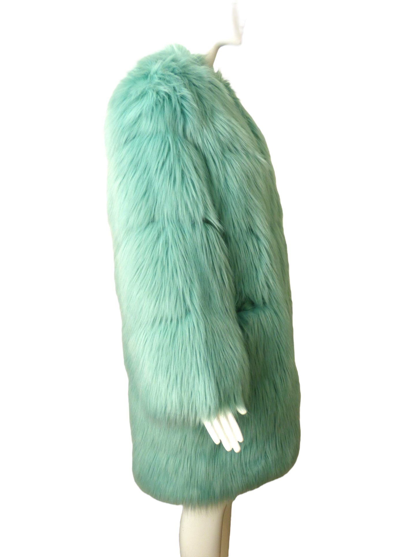 GUCCI- NWT "Love Parade" Aqua Faux Fur Coat, Size 6