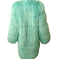 GUCCI- NWT "Love Parade" Aqua Faux Fur Coat, Size 6