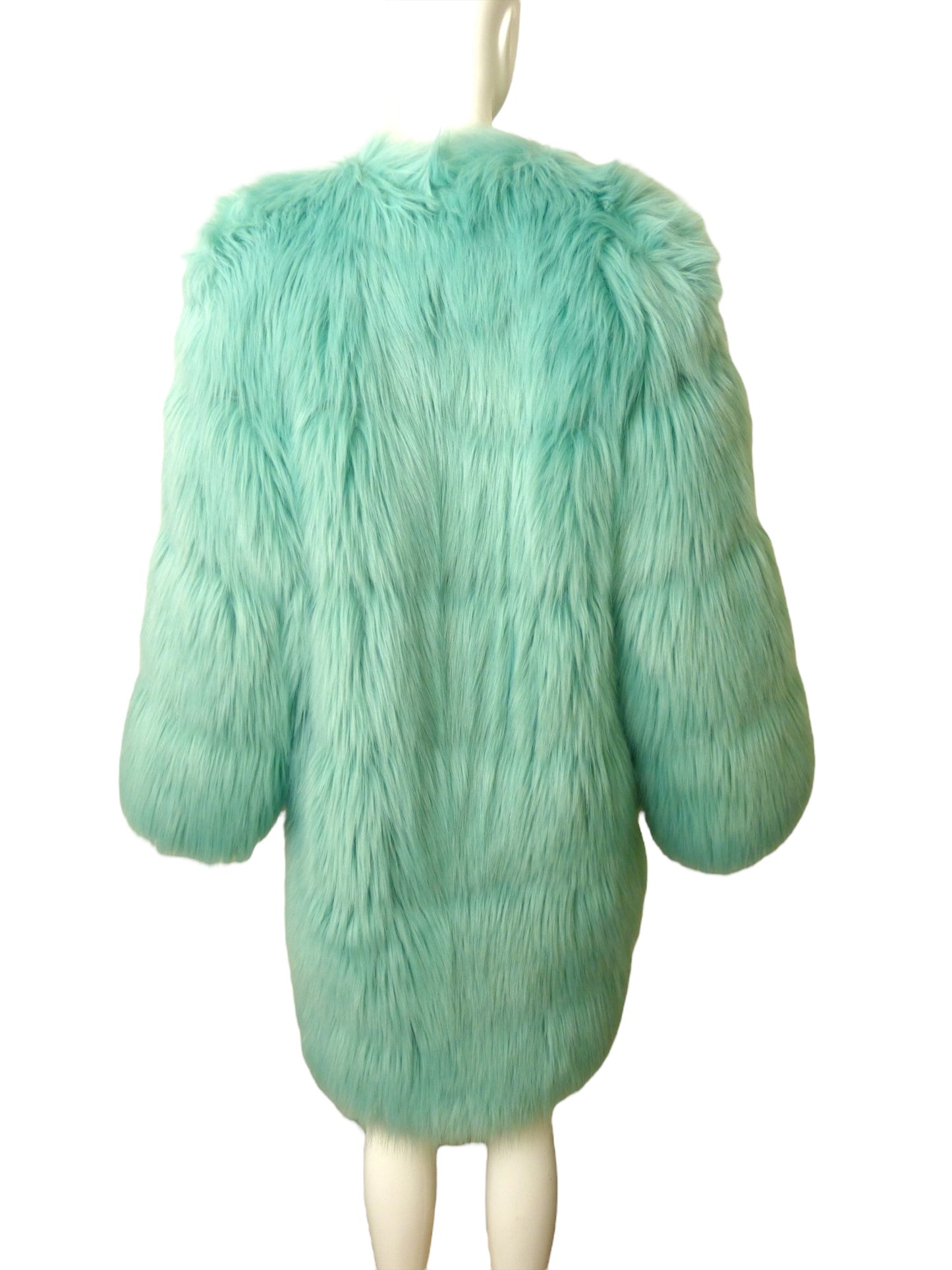 GUCCI- NWT "Love Parade" Aqua Faux Fur Coat, Size 6