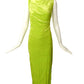VERSACE- NWT 2023 Lime Crushed Velvet Maxi Dress, Size-10