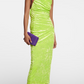 VERSACE- NWT 2023 Lime Crushed Velvet Maxi Dress, Size-10