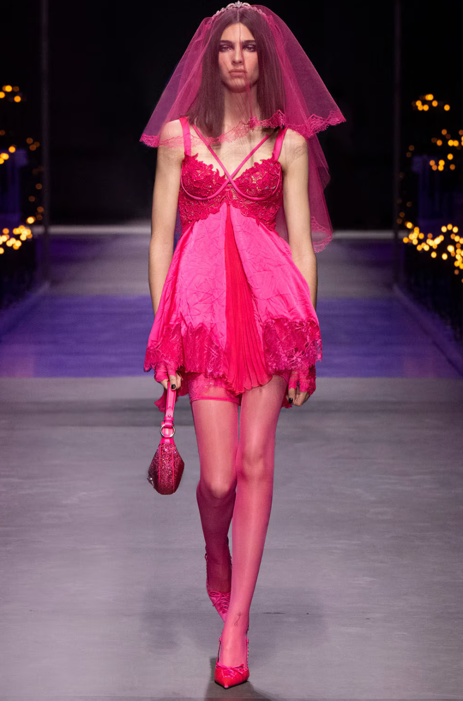 VERSACE- 2023 Pink Lace Mitts