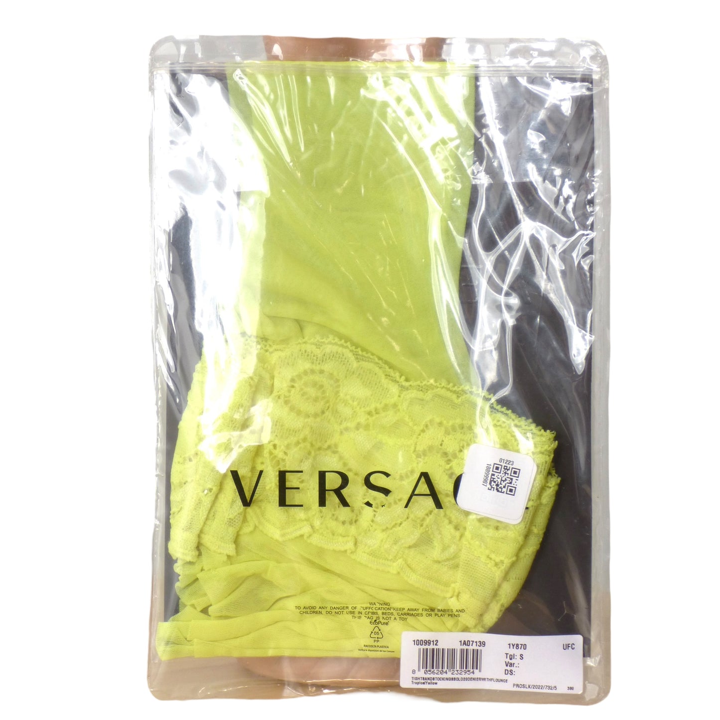 VERSACE- 2023 Yellow Lace Top Stockings, Size Small