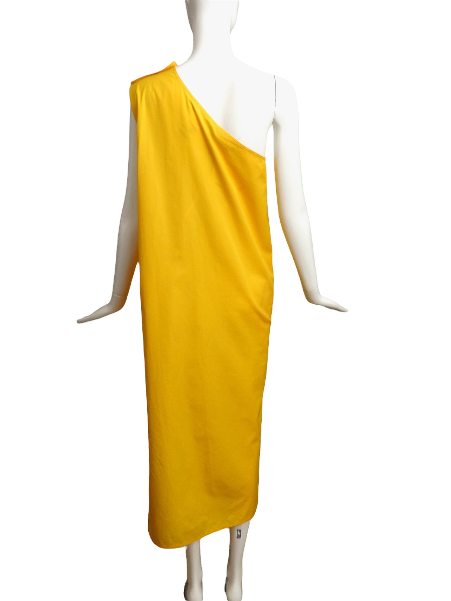 MAX MARA- 2019 Yellow Cotton One Shoulder Dress, Size 10