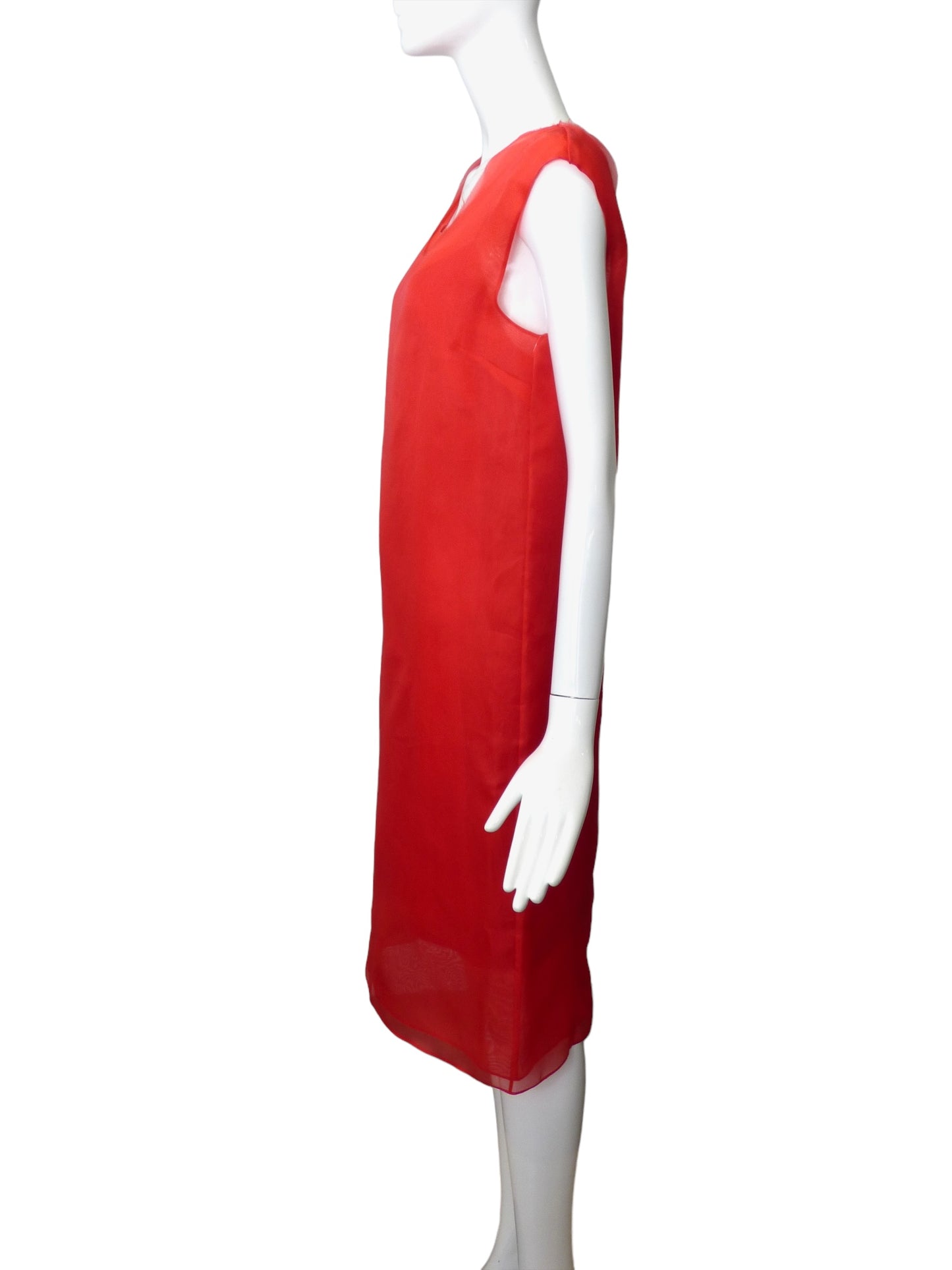 MAISON MARGIELA- NWT Red Organza Midi Dress, Size 6