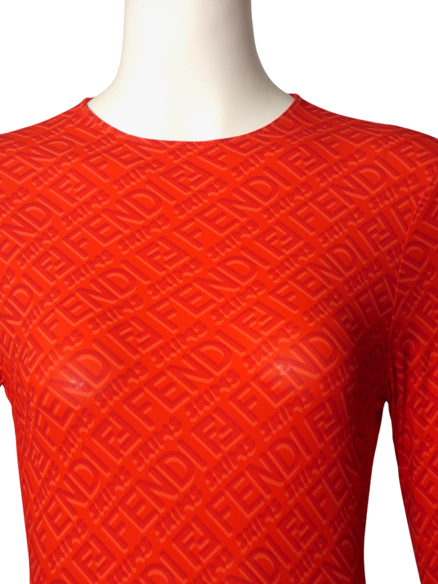 FENDI X SKIMS- NWT 2021 Orange Logo Print Bodysuit, Size 2