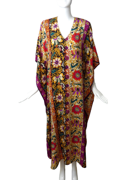 1980s Floral Print Caftan,  One Size