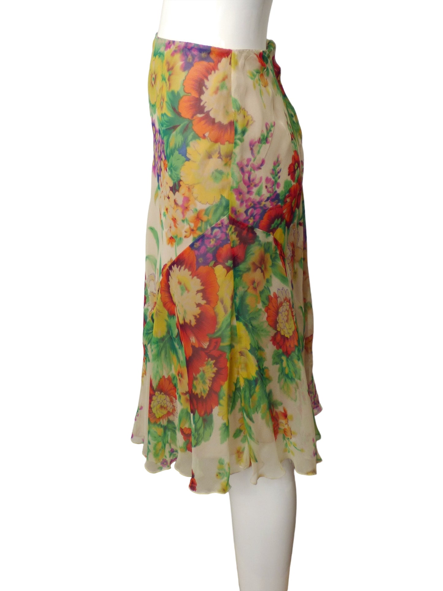 DRIES VAN NOTEN- Floral Chiffon Print Skirt, Size 6