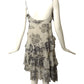 JOHN GALLIANO- Chiffon Ruffled Lace Print Dress, Size 8