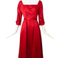 MOLLIE PARNIS- 1950s Scarlet Satin Dress, Size 6