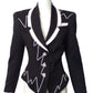 1990s Black & White Soutache Blazer, Size 2