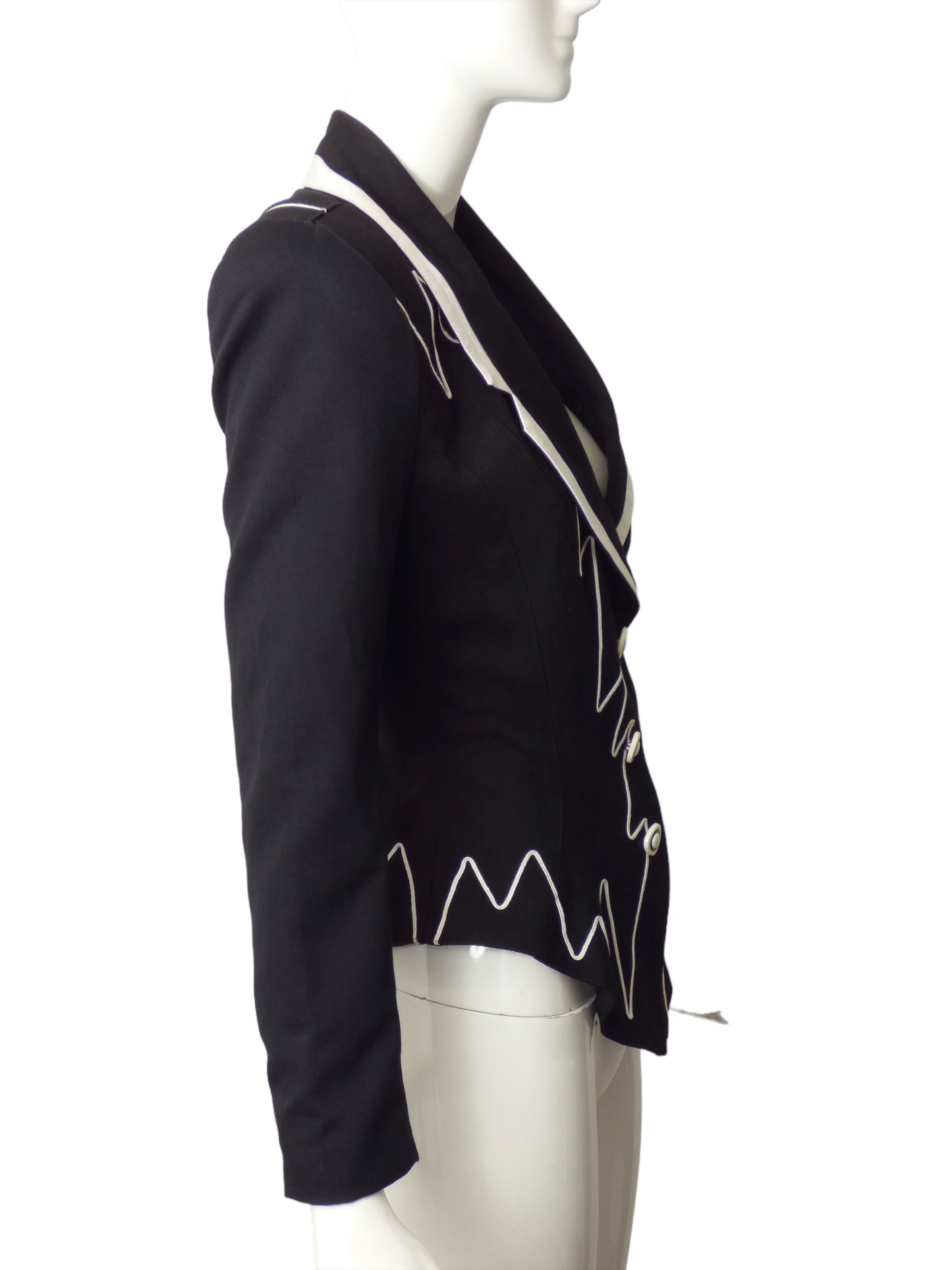 1990s Black & White Soutache Blazer, Size 2