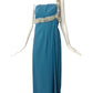 1960s Blue Crepe & Paillette Evening Gown, Size 8