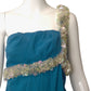 1960s Blue Crepe & Paillette Evening Gown, Size 8