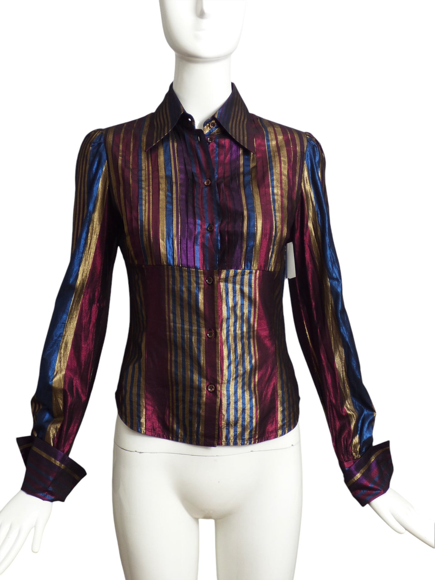 VALENTINO- Metallic Stripe Blouse, Size 4