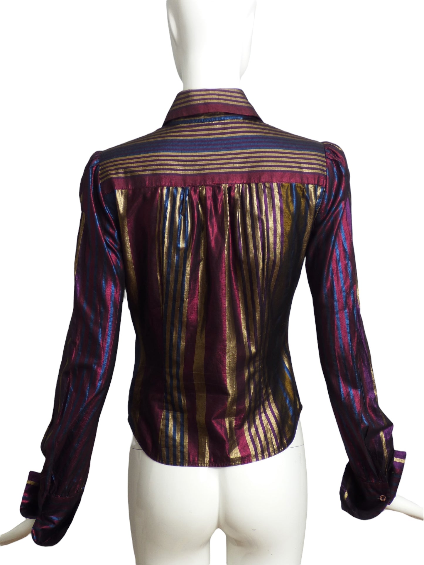 VALENTINO- Metallic Stripe Blouse, Size 4