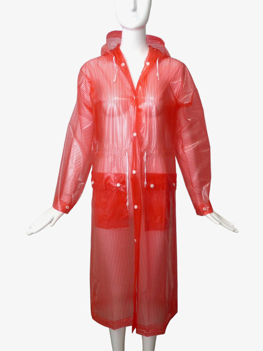 1980s Red Stripe PVC Raincoat, Size Medium
