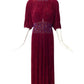 1940s AS IS Burgundy Velvet Beaded Gown, Size 8