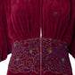 1940s AS IS Burgundy Velvet Beaded Gown, Size 8