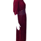 1940s AS IS Burgundy Velvet Beaded Gown, Size 8