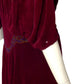 1940s AS IS Burgundy Velvet Beaded Gown, Size 8