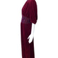 1940s AS IS Burgundy Velvet Beaded Gown, Size 8