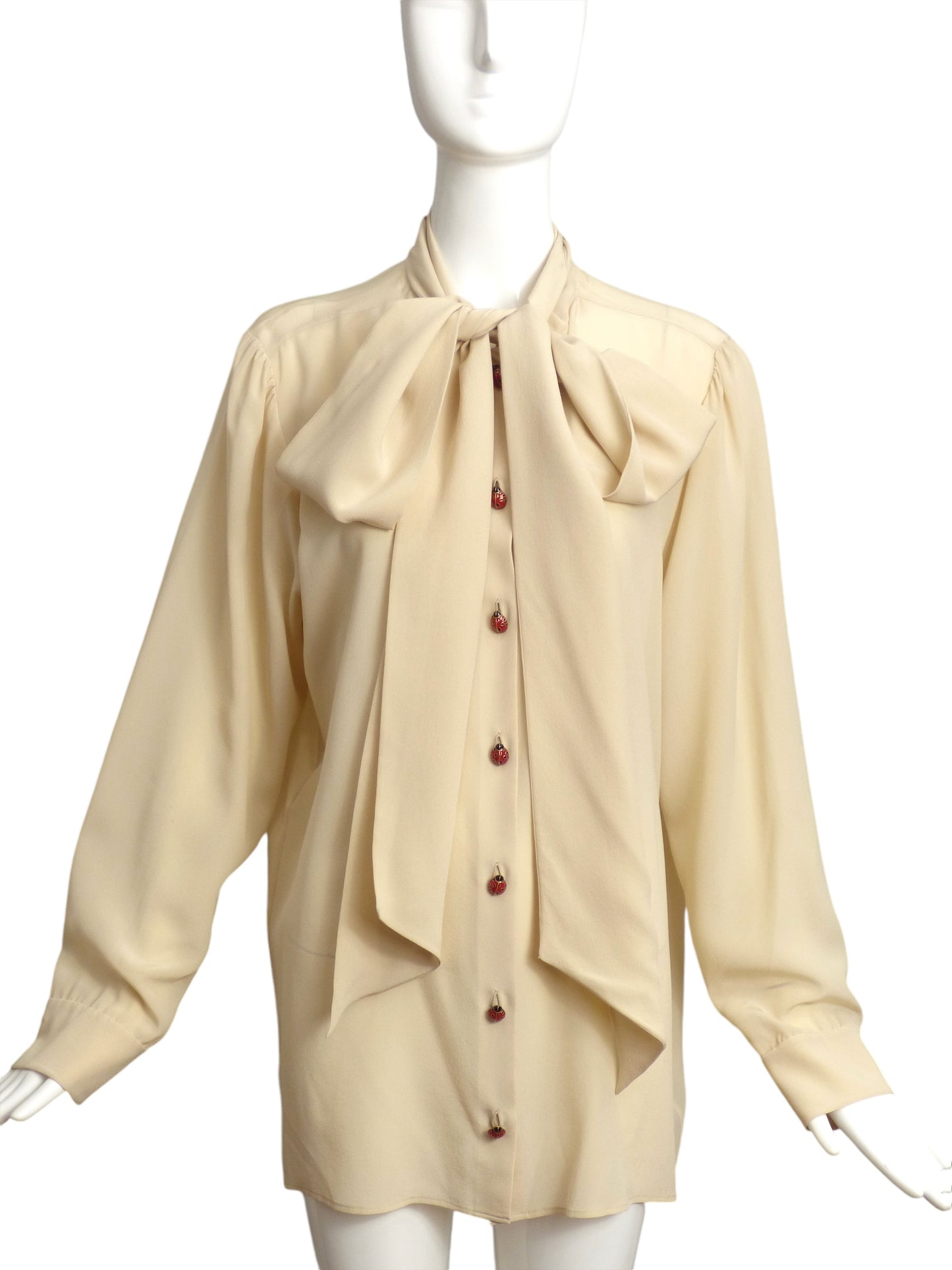 GUCCI- NWT Ivory Silk Pussy Cat Bow Blouse, Size 12